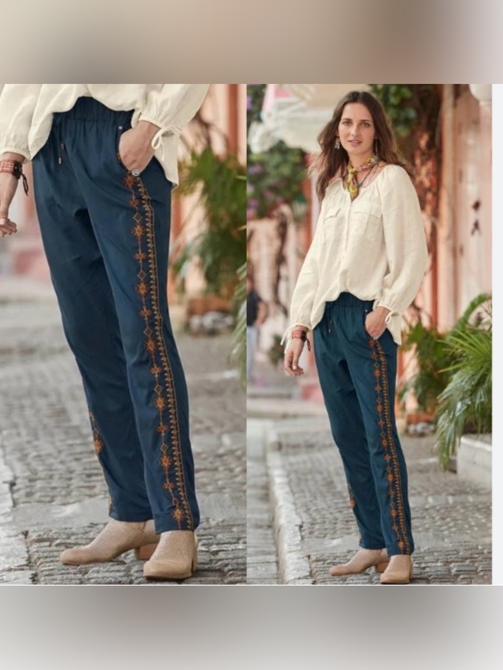 Sundance Women’s Perfectly Nomadic Viscose Embroidered Pants Size Medium